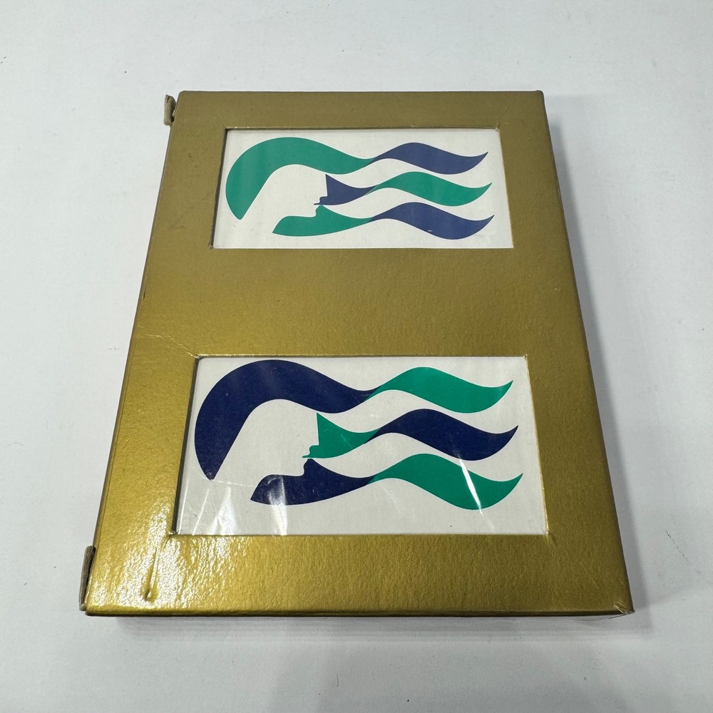 Princess Cruises Playing Cards Set 2 Sealed‎ Decks Gold Case Sea Witch Logo VTG